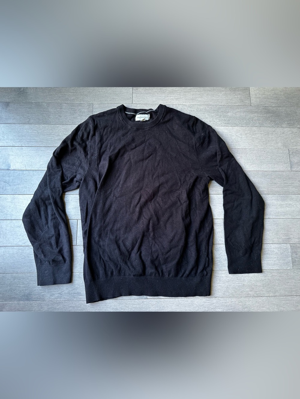 Men’s Free Assembly Black Crew Neck Long Sleeve Knit Office Sweater Size Large